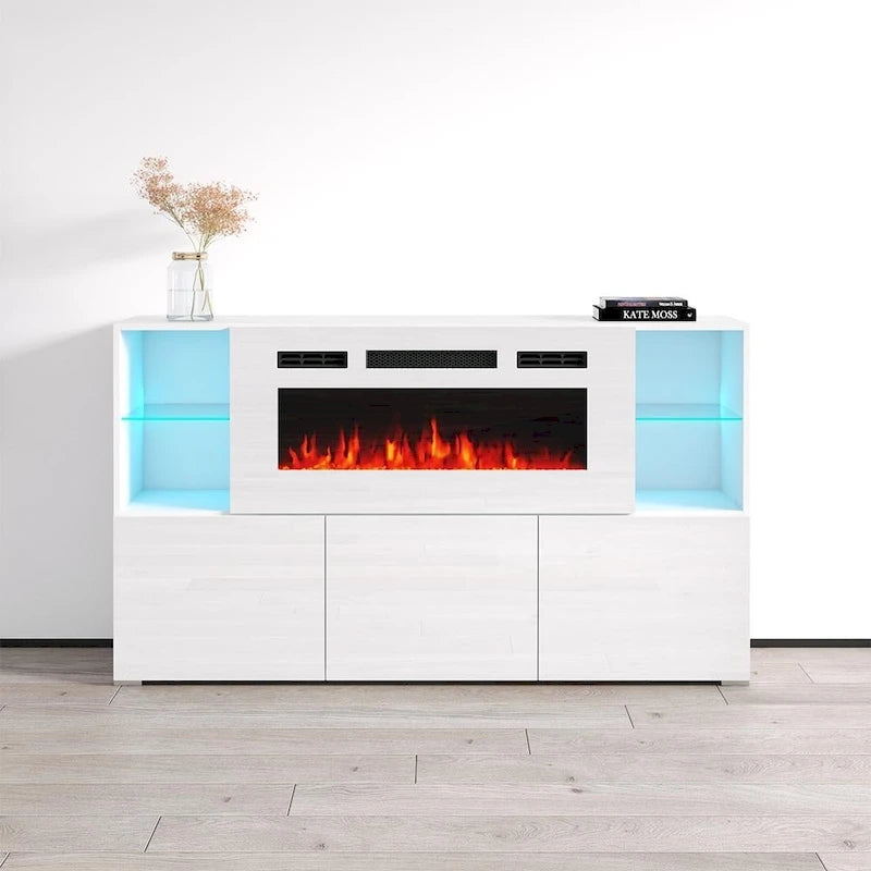 Komi WH03 Buffet de cheminée électrique moderne de 63 pouces