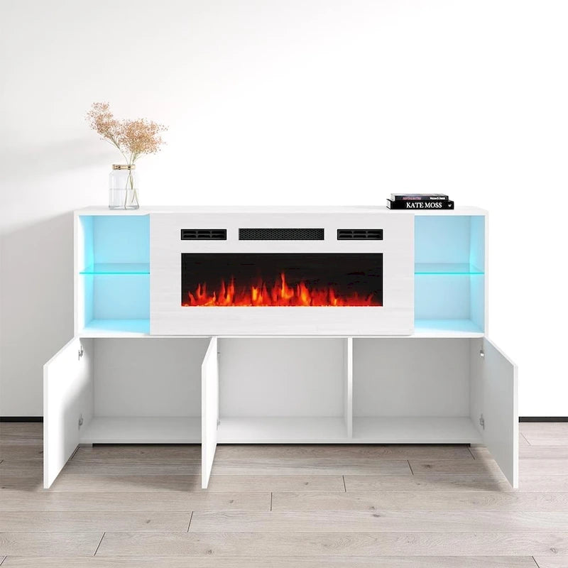 Komi WH03 Buffet de cheminée électrique moderne de 63 pouces