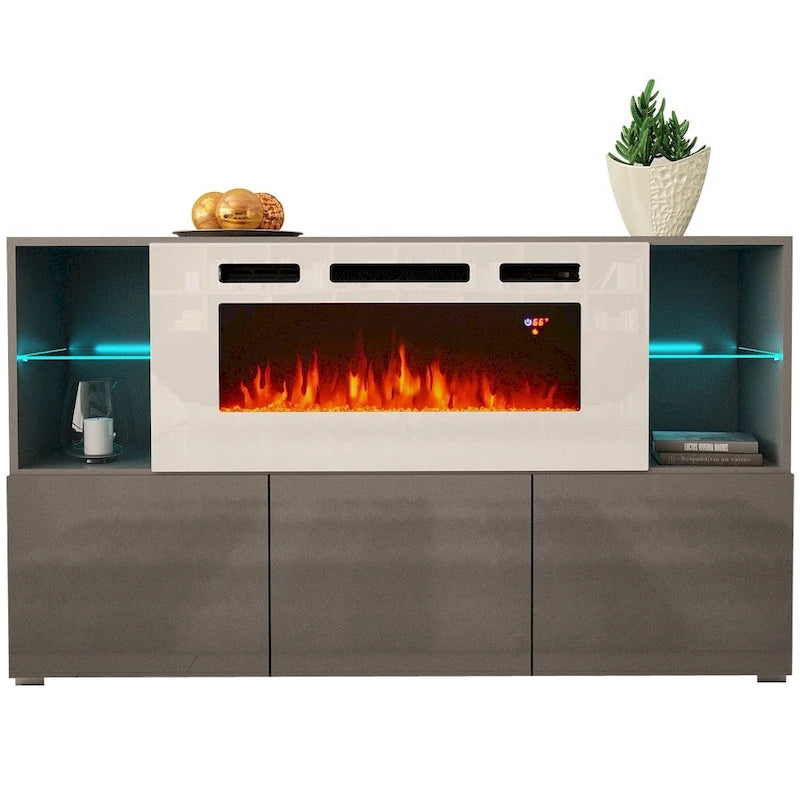 Komi WH03 Buffet de cheminée électrique moderne de 63 pouces
