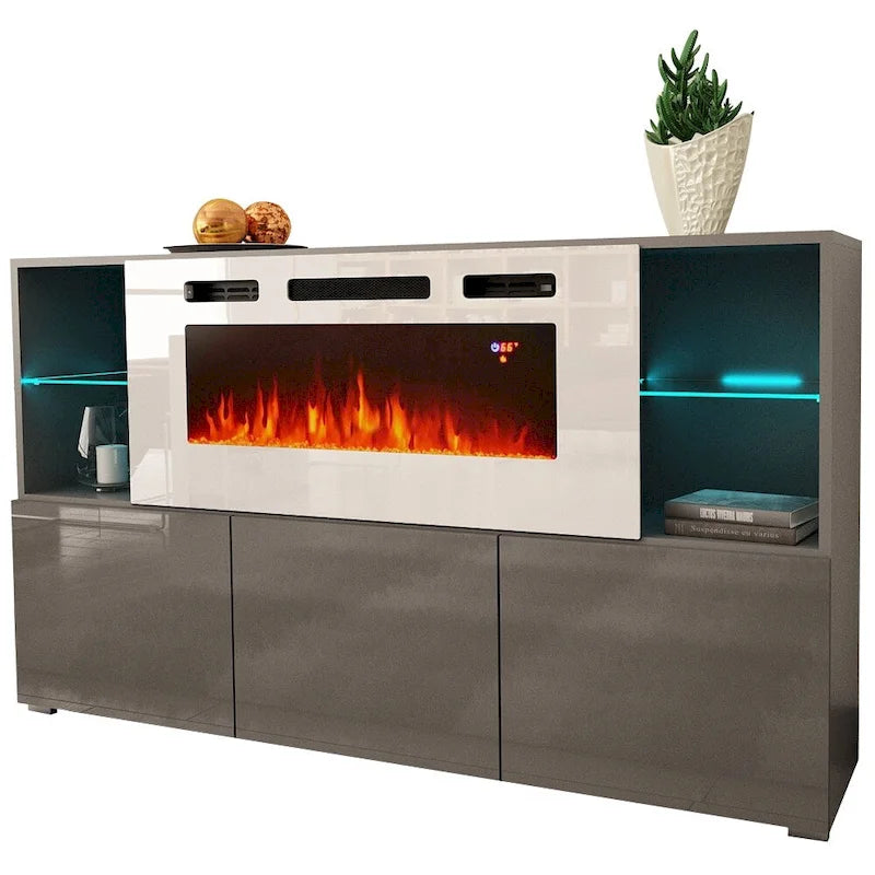 Komi WH03 Buffet de cheminée électrique moderne de 63 pouces