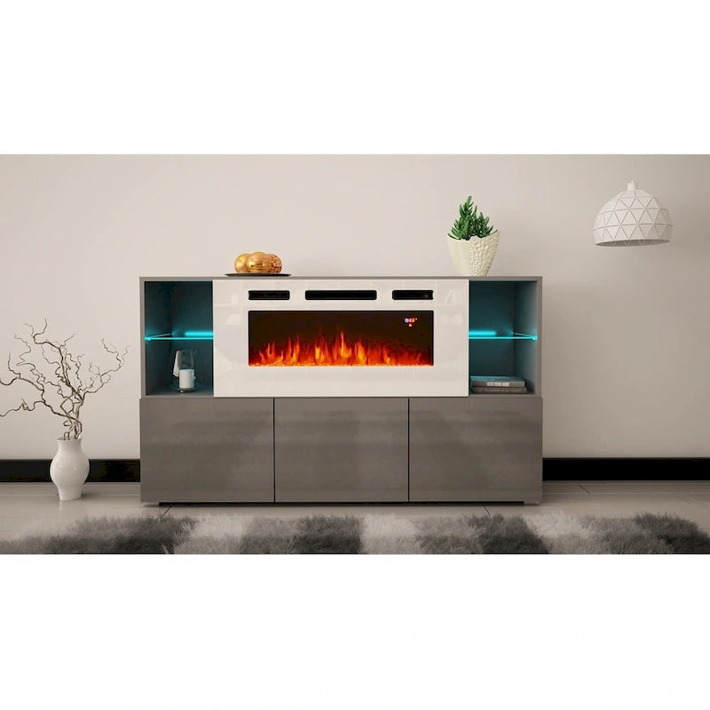 Komi WH03 Buffet de cheminée électrique moderne de 63 pouces