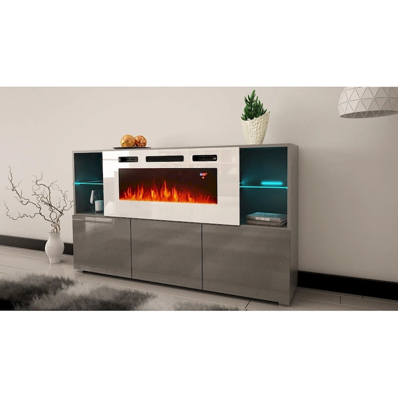 Komi WH03 Buffet de cheminée électrique moderne de 63 pouces