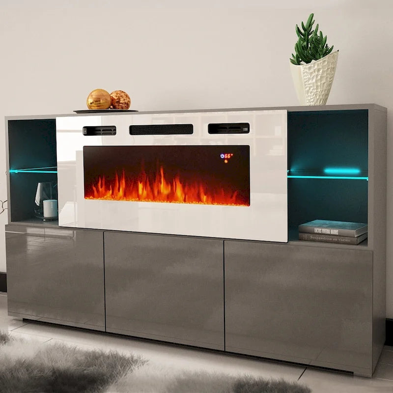 Komi WH03 Buffet de cheminée électrique moderne de 63 pouces