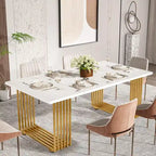 Modern Dining Table for 6-8 People, 70.8 Inches White Kitchen Table
