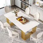 Table à manger moderne pour 6-8 personnes, table de cuisine blanche de 180 cm