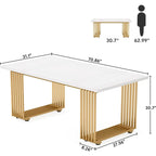 Table à manger moderne pour 6-8 personnes, table de cuisine blanche de 180 cm