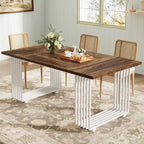 Table à manger moderne pour 6-8 personnes, table de cuisine blanche de 180 cm