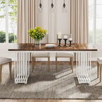 Table à manger moderne pour 6-8 personnes, table de cuisine blanche de 180 cm