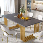 Table à manger moderne pour 6-8 personnes, table de cuisine blanche de 180 cm