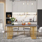 Table à manger moderne pour 6-8 personnes, table de cuisine blanche de 180 cm