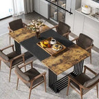 Table à manger moderne pour 6-8 personnes, table de cuisine blanche de 180 cm