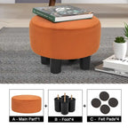 Pouf rond en velours, repose-pieds moderne rembourré