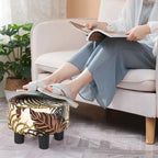 Pouf rond en velours, repose-pieds moderne rembourré