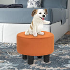 Pouf rond en velours, repose-pieds moderne rembourré