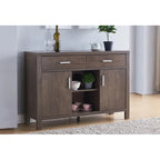 Bahut Q-Max 47W, Meuble de rangement de salle à manger, Buffet avec deux placards, deux tiroirs, deux étagères ouvertes
