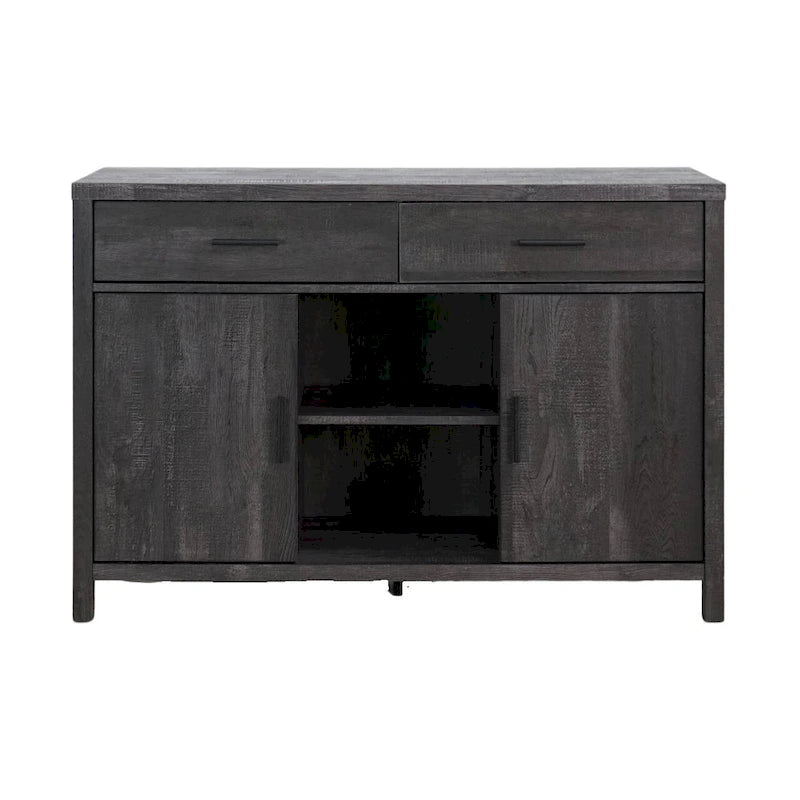 Bahut Q-Max 47W, Meuble de rangement de salle à manger, Buffet avec deux placards, deux tiroirs, deux étagères ouvertes