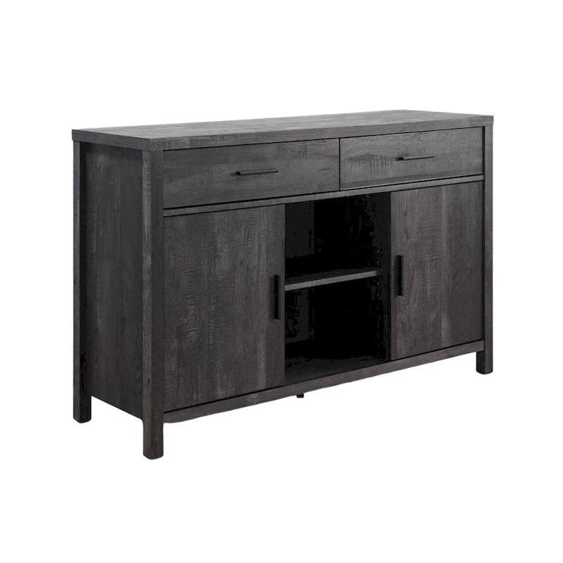 Bahut Q-Max 47W, Meuble de rangement de salle à manger, Buffet avec deux placards, deux tiroirs, deux étagères ouvertes