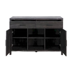 Bahut Q-Max 47W, Meuble de rangement de salle à manger, Buffet avec deux placards, deux tiroirs, deux étagères ouvertes