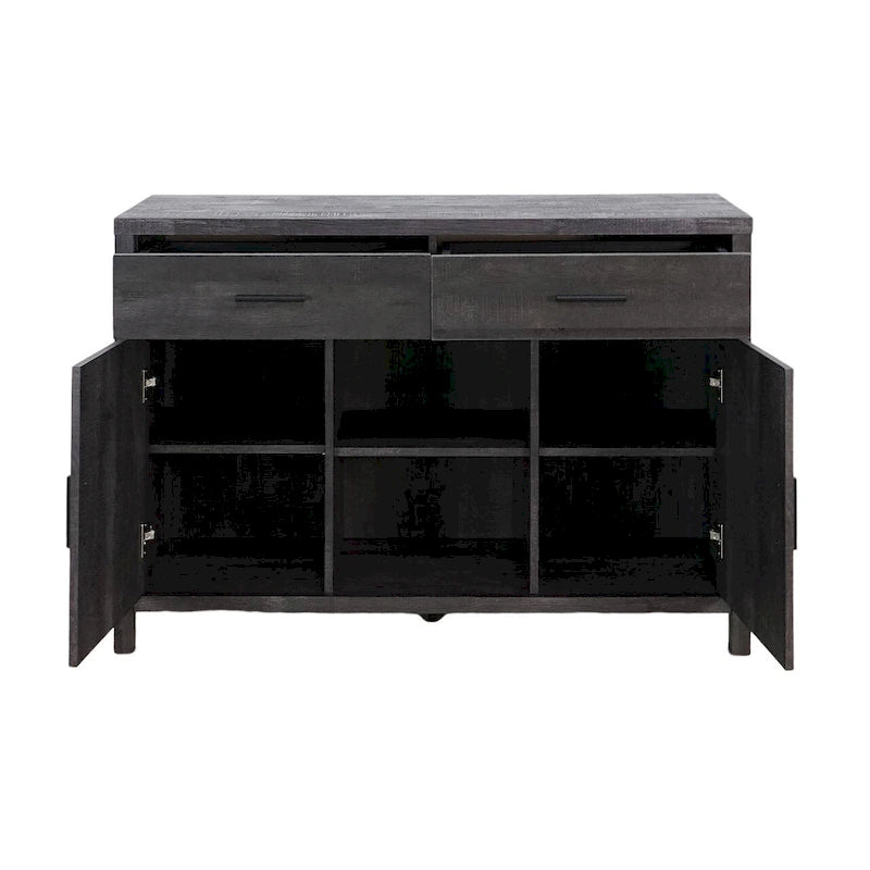 Bahut Q-Max 47W, Meuble de rangement de salle à manger, Buffet avec deux placards, deux tiroirs, deux étagères ouvertes