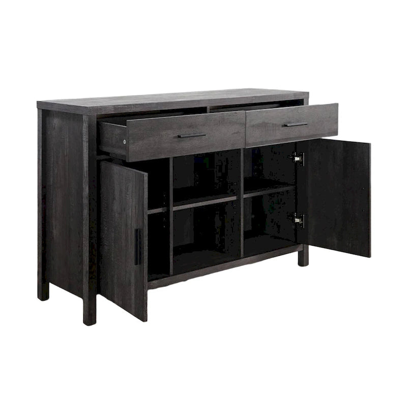 Bahut Q-Max 47W, Meuble de rangement de salle à manger, Buffet avec deux placards, deux tiroirs, deux étagères ouvertes
