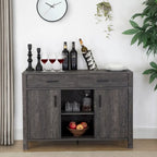 Bahut Q-Max 47W, Meuble de rangement de salle à manger, Buffet avec deux placards, deux tiroirs, deux étagères ouvertes