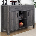 Bahut Q-Max 47W, Meuble de rangement de salle à manger, Buffet avec deux placards, deux tiroirs, deux étagères ouvertes