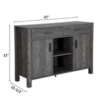 Bahut Q-Max 47W, Meuble de rangement de salle à manger, Buffet avec deux placards, deux tiroirs, deux étagères ouvertes