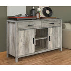 Bahut Q-Max 47W, Meuble de rangement de salle à manger, Buffet avec deux placards, deux tiroirs, deux étagères ouvertes