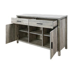 Bahut Q-Max 47W, Meuble de rangement de salle à manger, Buffet avec deux placards, deux tiroirs, deux étagères ouvertes