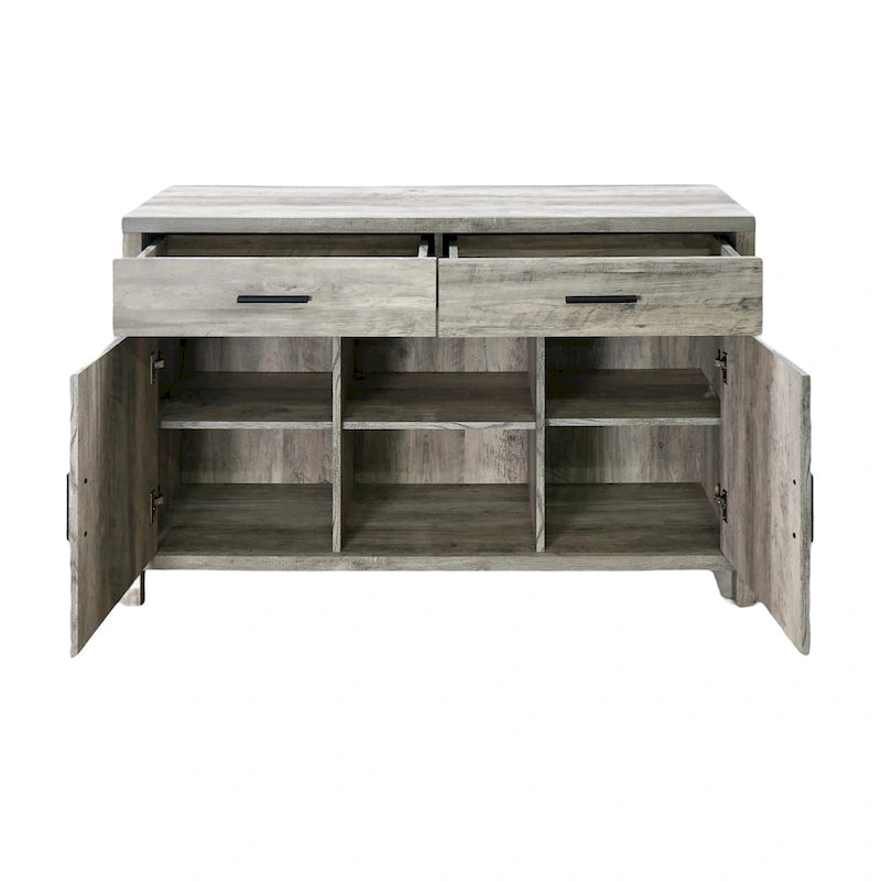 Bahut Q-Max 47W, Meuble de rangement de salle à manger, Buffet avec deux placards, deux tiroirs, deux étagères ouvertes