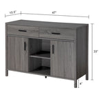 Bahut Q-Max 47W, Meuble de rangement de salle à manger, Buffet avec deux placards, deux tiroirs, deux étagères ouvertes