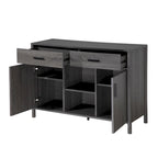 Bahut Q-Max 47W, Meuble de rangement de salle à manger, Buffet avec deux placards, deux tiroirs, deux étagères ouvertes