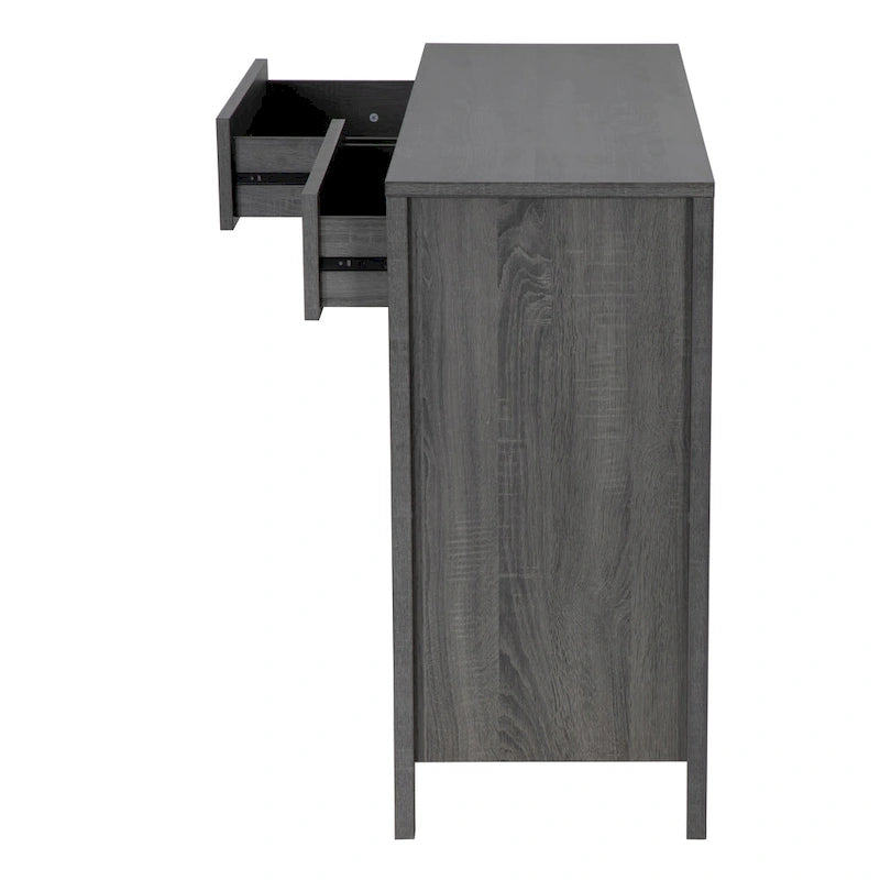 Bahut Q-Max 47W, Meuble de rangement de salle à manger, Buffet avec deux placards, deux tiroirs, deux étagères ouvertes