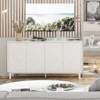 COZAYH Meuble Moderne à 4 Portes avec Motif Courbé 3D et Fermeture par Pression, Meuble TV, Buffet