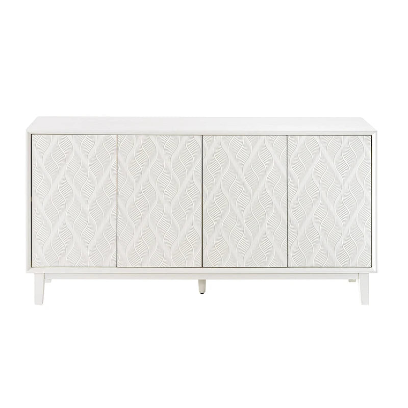 COZAYH Meuble Moderne à 4 Portes avec Motif Courbé 3D et Fermeture par Pression, Meuble TV, Buffet