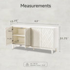 COZAYH Meuble Moderne à 4 Portes avec Motif Courbé 3D et Fermeture par Pression, Meuble TV, Buffet