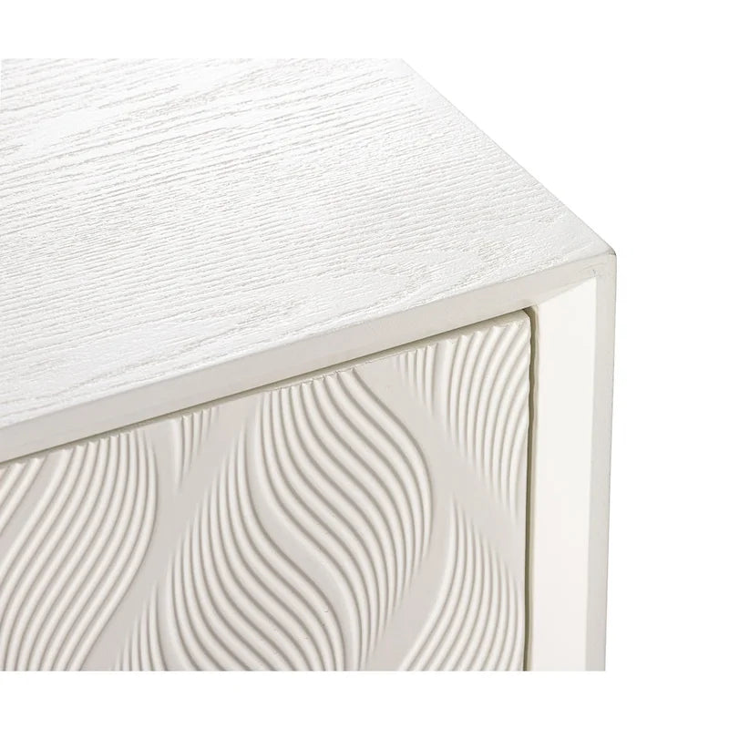 COZAYH Meuble Moderne à 4 Portes avec Motif Courbé 3D et Fermeture par Pression, Meuble TV, Buffet