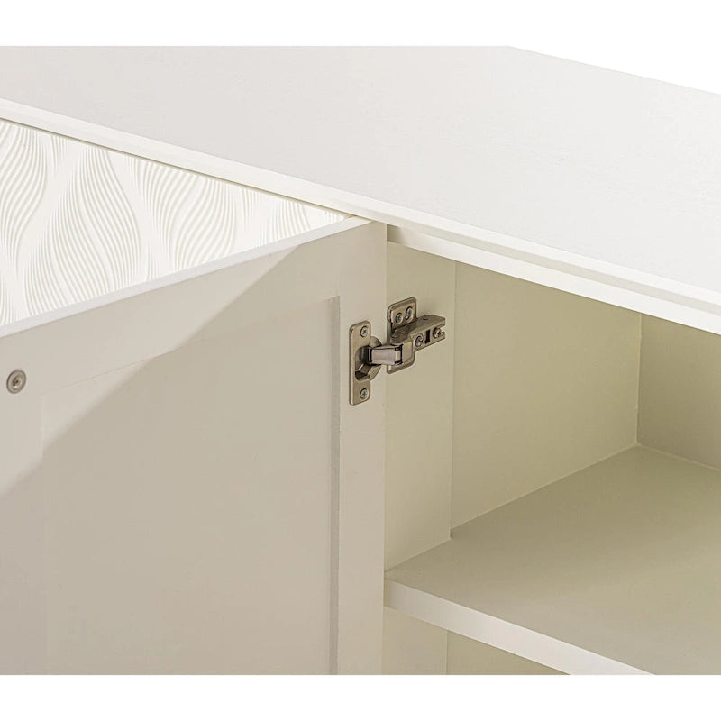 COZAYH Meuble Moderne à 4 Portes avec Motif Courbé 3D et Fermeture par Pression, Meuble TV, Buffet