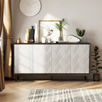 COZAYH Meuble Moderne à 4 Portes avec Motif Courbé 3D et Fermeture par Pression, Meuble TV, Buffet
