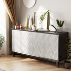 COZAYH Meuble Moderne à 4 Portes avec Motif Courbé 3D et Fermeture par Pression, Meuble TV, Buffet