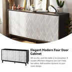 COZAYH Meuble Moderne à 4 Portes avec Motif Courbé 3D et Fermeture par Pression, Meuble TV, Buffet