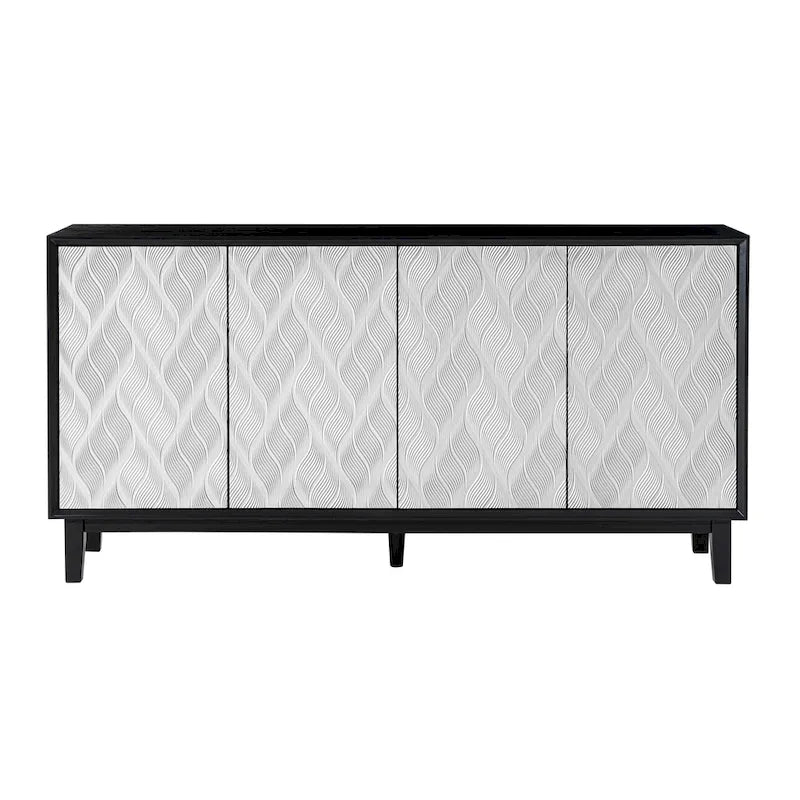 COZAYH Meuble Moderne à 4 Portes avec Motif Courbé 3D et Fermeture par Pression, Meuble TV, Buffet