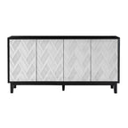 COZAYH Meuble Moderne à 4 Portes avec Motif Courbé 3D et Fermeture par Pression, Meuble TV, Buffet