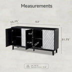 COZAYH Meuble Moderne à 4 Portes avec Motif Courbé 3D et Fermeture par Pression, Meuble TV, Buffet