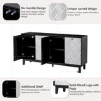 COZAYH Meuble Moderne à 4 Portes avec Motif Courbé 3D et Fermeture par Pression, Meuble TV, Buffet