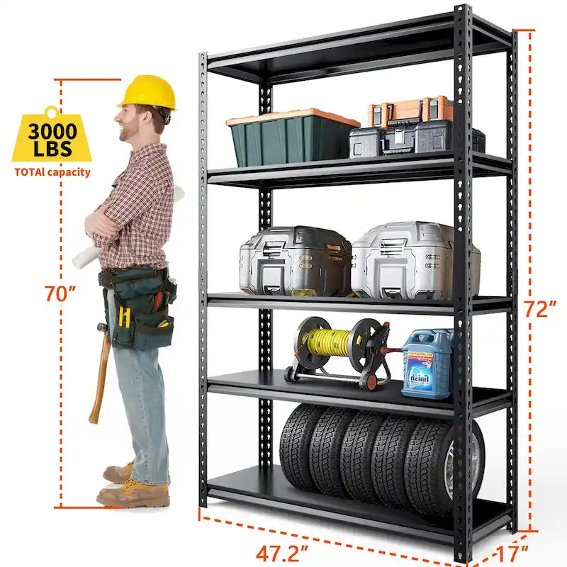 Étagères de rangement de garage réglables DoCred, étagères métalliques, noires