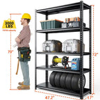 Étagères de rangement de garage réglables DoCred, étagères métalliques, noires