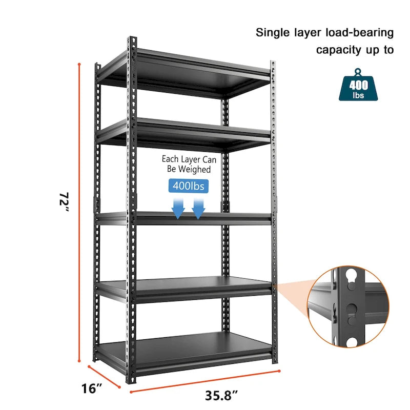 Étagères de rangement de garage réglables DoCred, étagères métalliques, noires