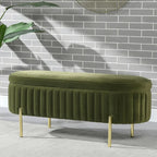 Banc de rangement capitonné ovale en velours Chloe Modern Glam Performance