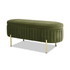 Banc de rangement capitonné ovale en velours Chloe Modern Glam Performance
